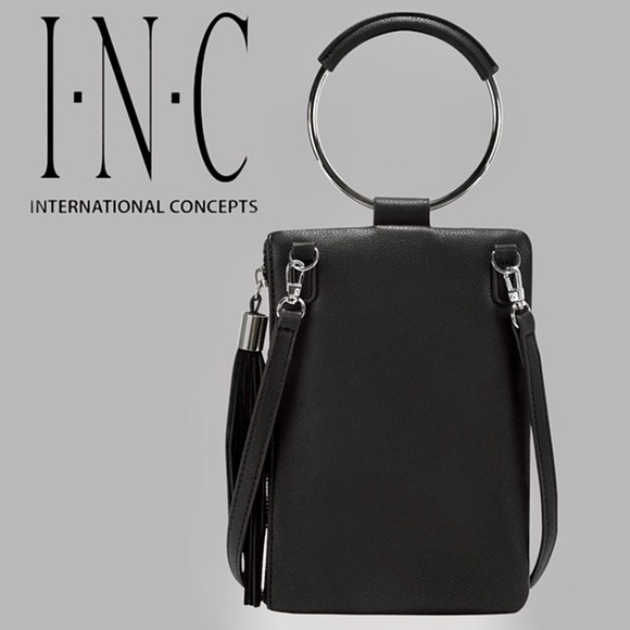 INC INTERNATIONAL CONCEPTS Black Vegan Leather Charlii Bangle Crossbody Bag NWT - Picture 2 of 13